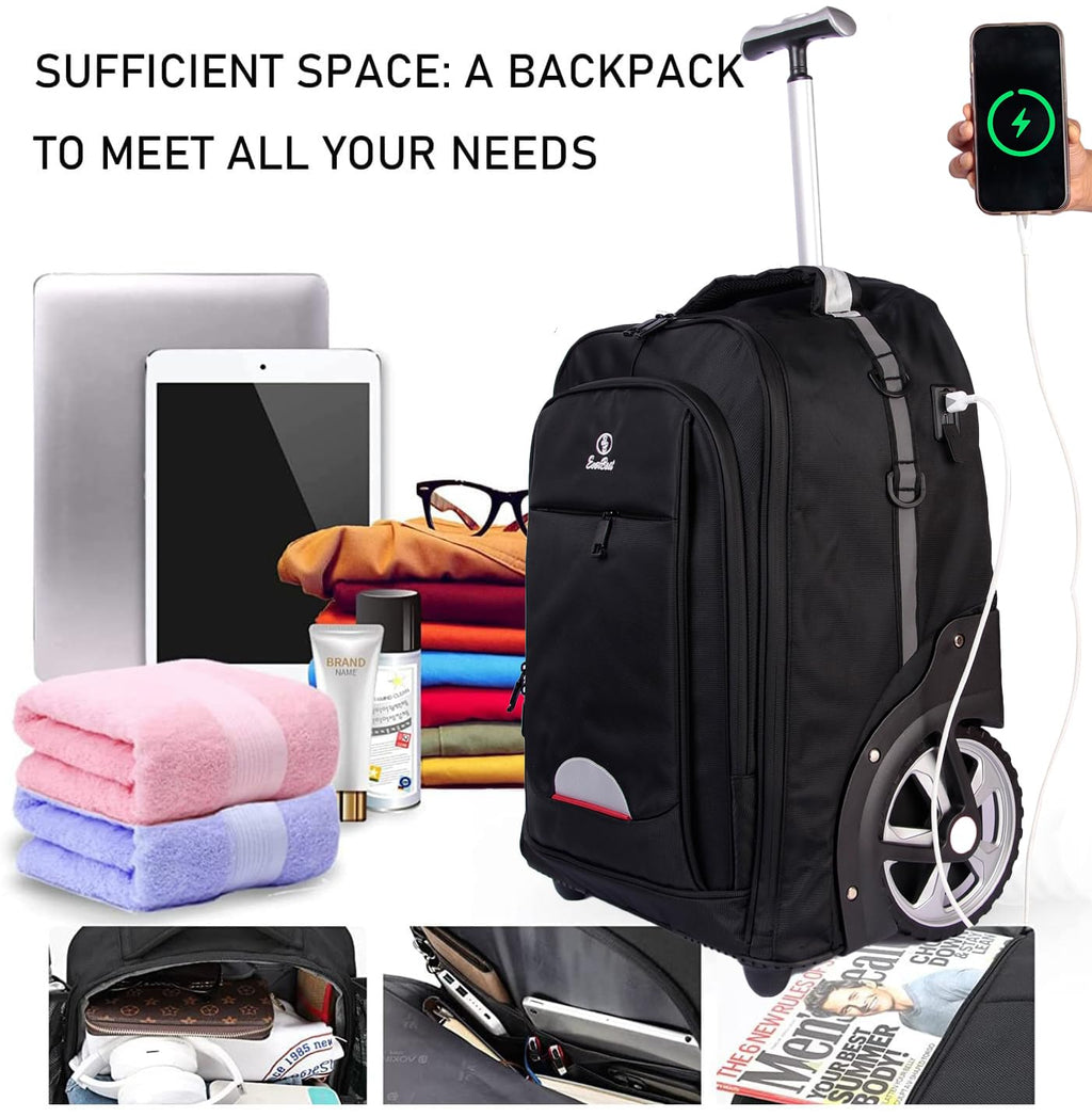 EB EVER BEST-Series Of Bags Laptop Trolley 2 Big Wheel Backpack Luggage Suitcase Compact Business Bag Student Laptop Bag for Men & Women-Black, Black, M, Casual