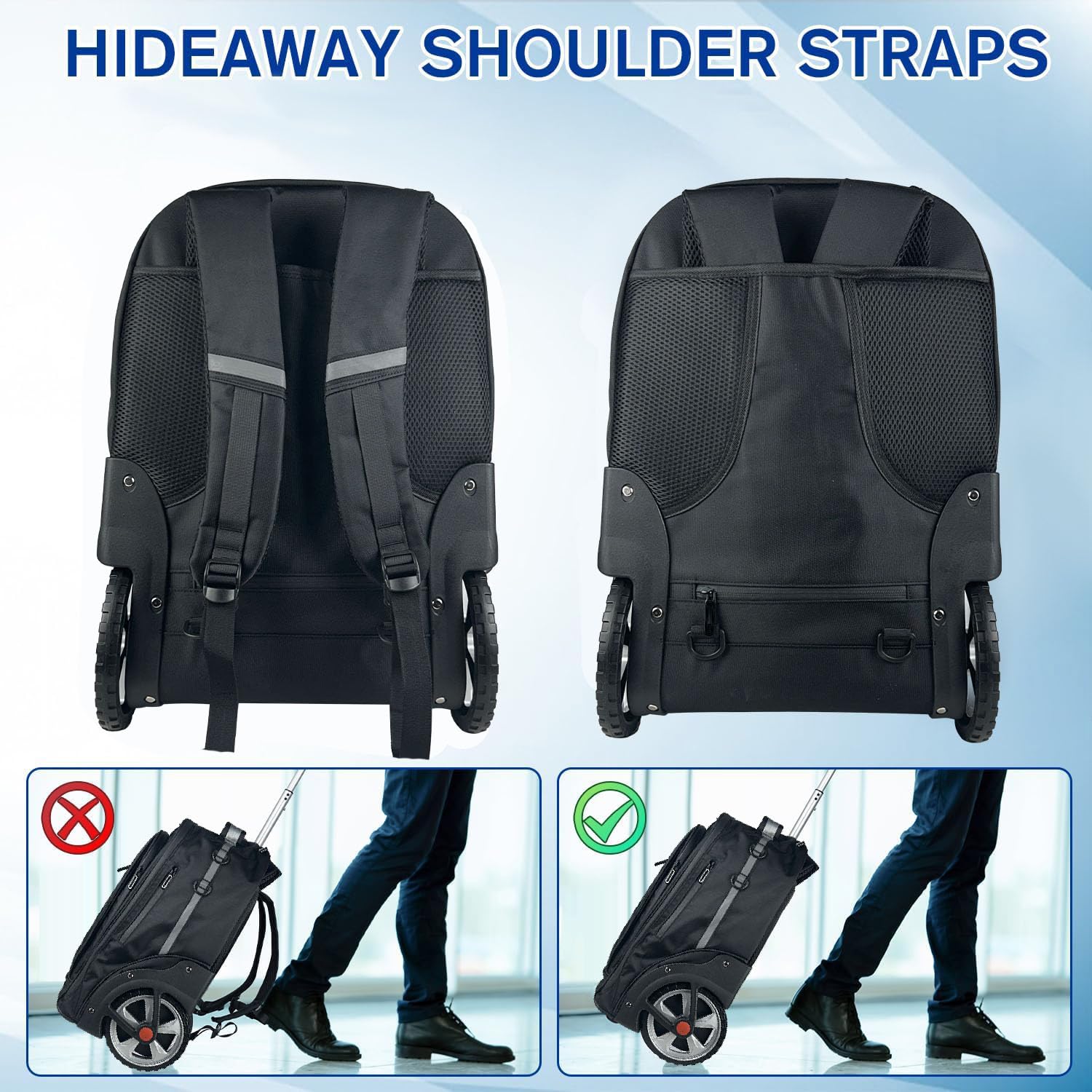 EB EVER BEST-Series Of Bags Laptop Trolley 2 Big Wheel Backpack Luggage Suitcase Compact Business Bag Student Laptop Bag for Men & Women-Black, Black, M, Casual