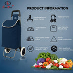Everbest Shopping Trolley Bag with 2 Wheels | Foldabe and Collapsible | Grocery Bag for Fruits and Vegetables | Removable Luggaage Bag with 38 litres Capacity