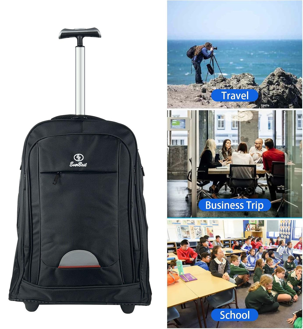 EB EVER BEST-Series Of Bags Laptop Trolley 2 Big Wheel Backpack Luggage Suitcase Compact Business Bag Student Laptop Bag for Men & Women-Black, Black, M, Casual