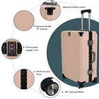 Vintage 22 And 26 Inch Pink Aluminum Set Of 2 Suitcase  – Hard Shell Luggage with TSA Lock & Spinner Wheels