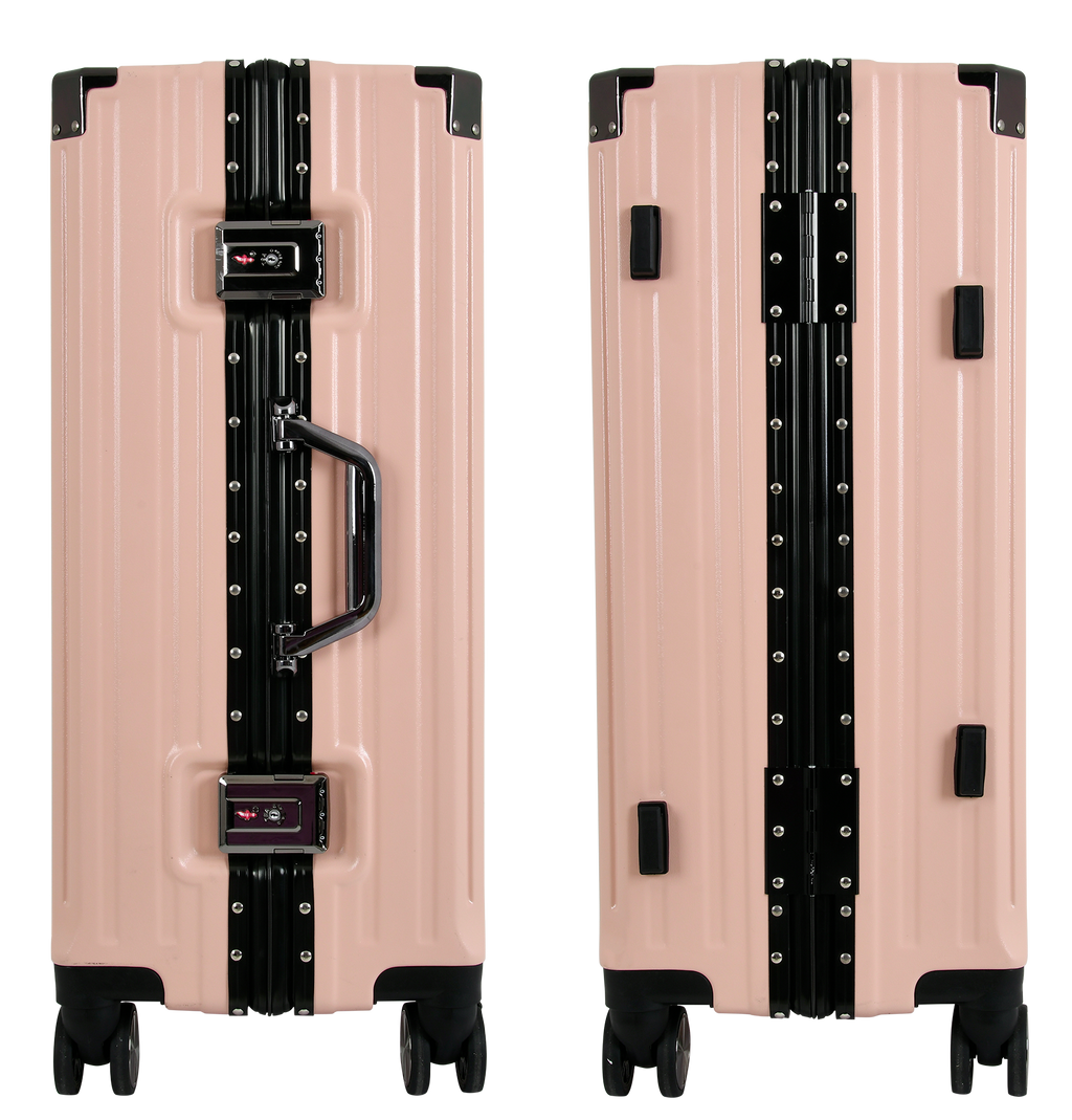 Vintage 22 And 26 Inch Pink Aluminum Set Of 2 Suitcase  – Hard Shell Luggage with TSA Lock & Spinner Wheels