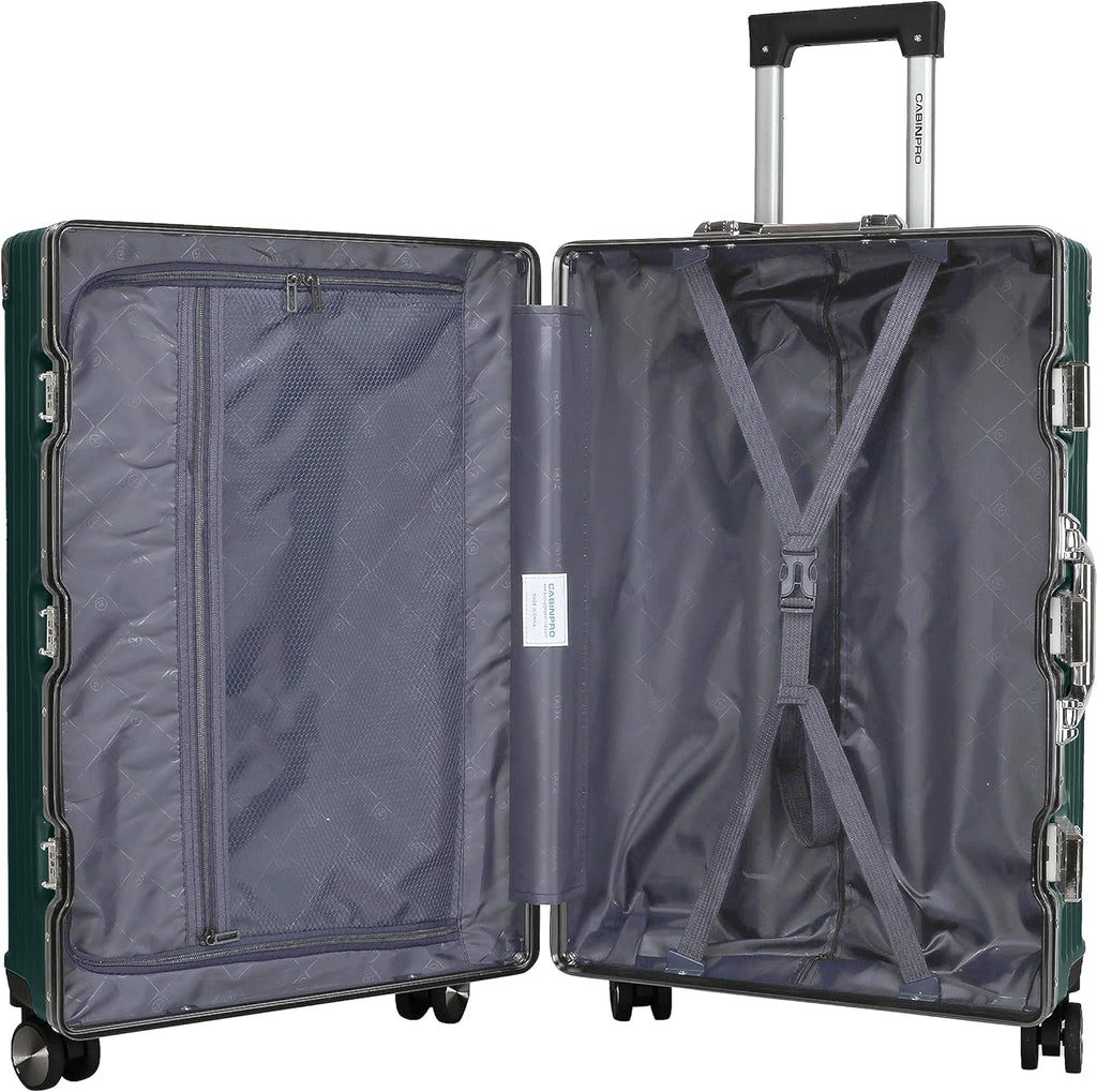 Vintage 22 Inch Pink Aluminum Suitcase – Hard Shell Luggage with TSA Lock & Spinner Wheels