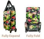 EverBest Foldable Shopping Bag with Wheels Folding Shopping Trolley Tote Bag on Wheels Collapsible Shopping Cart (Flower)
