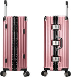 Vintage 22 Inch Pink Aluminum Suitcase – Hard Shell Luggage with TSA Lock & Spinner Wheels
