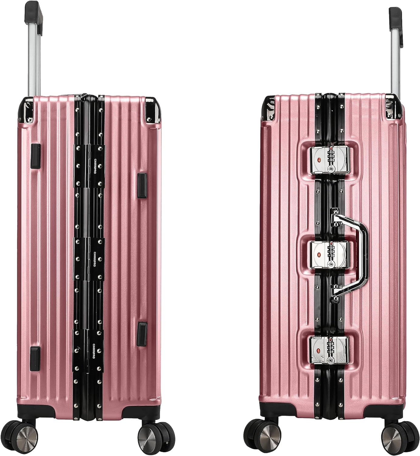 Vintage 26 Inch Pink Aluminum Suitcase – Hard Shell Luggage with TSA Lock & Spinner Wheels