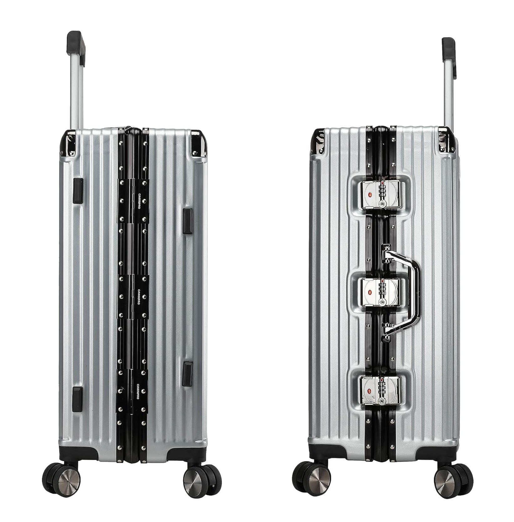 Vintage 22 And 26 Inch Sliver Aluminum Set Of 2 Suitcase  – Hard Shell Luggage with TSA Lock & Spinner Wheels