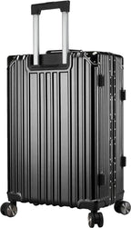 Vintage 26 Inch Black Aluminum Suitcase – Hard Shell Luggage with TSA Lock & Spinner Wheels