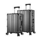 Vintage 22 And 26 Inch Grey Aluminum Set Of 2 Suitcase  – Hard Shell Luggage with TSA Lock & Spinner Wheels