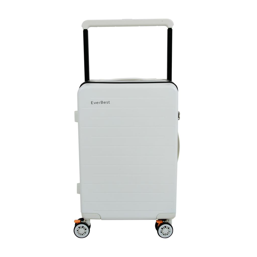EverBest 22 Inch Wide Handle Zipper White Suitcase