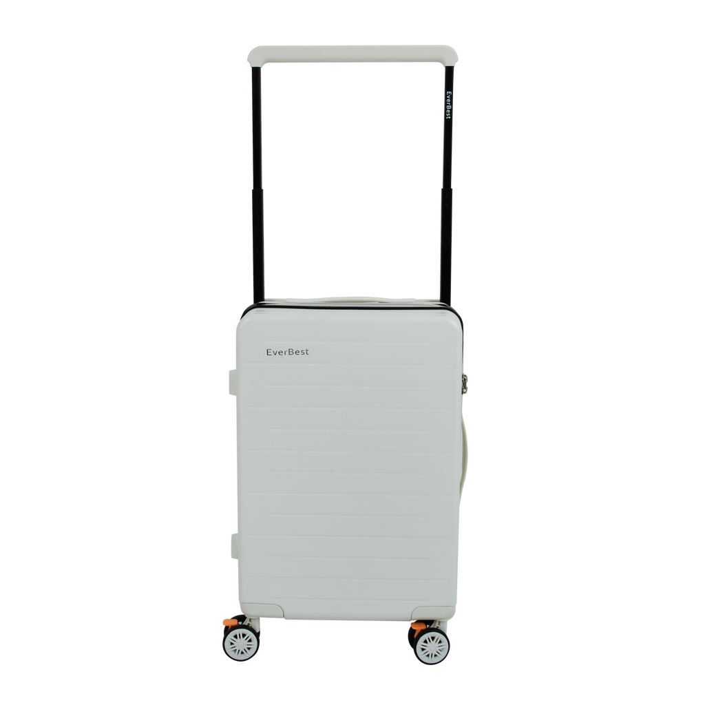 EverBest 22 & 26  Inch Set Of 2  Wide Handle Zipper White Suitcase