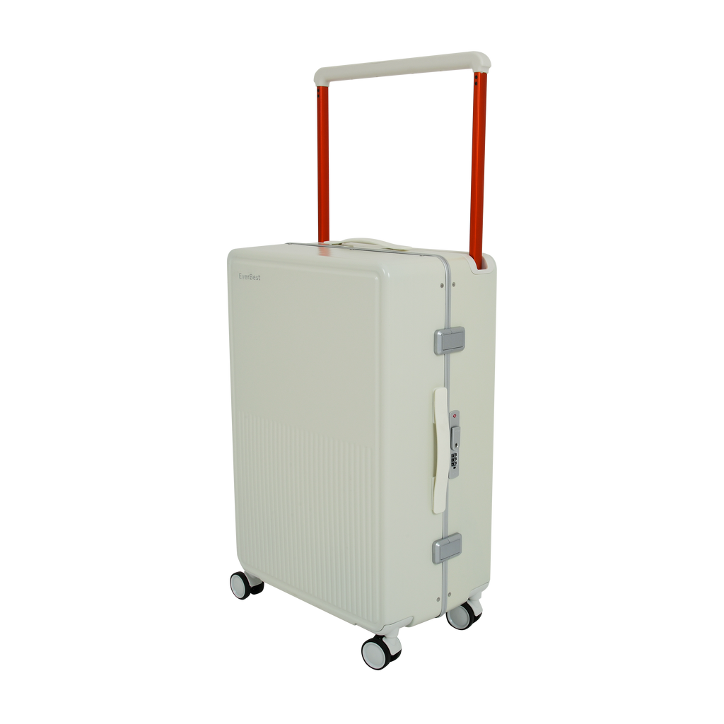 EverBest 22 Inch Polycarbonate Hard Case Zipperless Aluminium Frame White Suitcase