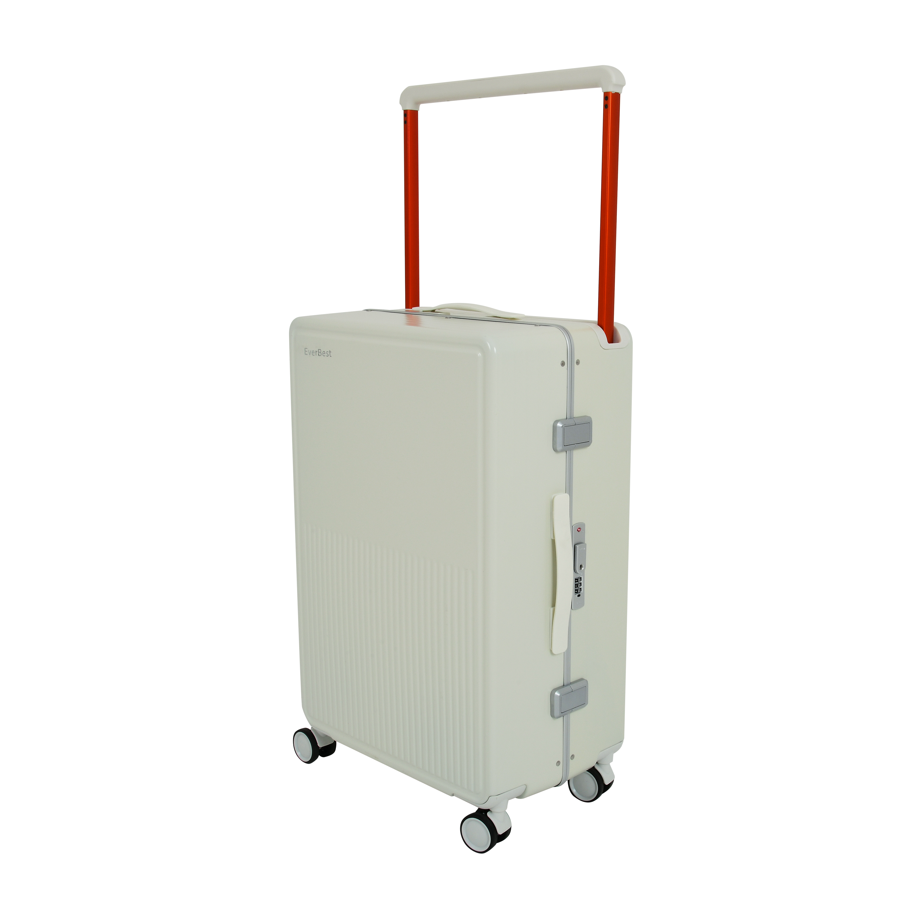 EverBest 22 Inch Polycarbonate Hard Case Zipperless Aluminium Frame White Suitcase