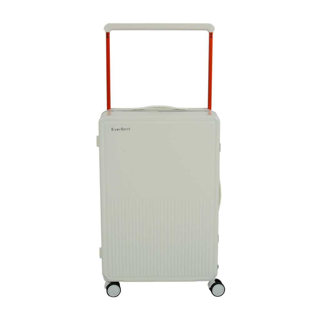 EverBest 22 Inch Polycarbonate Hard Case Zipperless Aluminium Frame White Suitcase