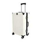 Vintage 22 Inch White Aluminum Suitcase – Hard Shell Luggage with TSA Lock & Spinner Wheels