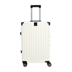 Vintage 22 Inch White Aluminum Suitcase – Hard Shell Luggage with TSA Lock & Spinner Wheels