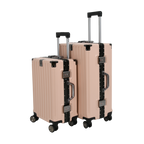Vintage 22 And 26 Inch Pink Aluminum Set Of 2 Suitcase  – Hard Shell Luggage with TSA Lock & Spinner Wheels