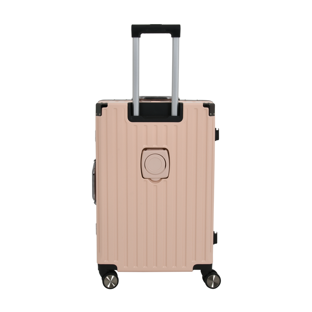 Vintage 22 And 26 Inch Pink Aluminum Set Of 2 Suitcase  – Hard Shell Luggage with TSA Lock & Spinner Wheels
