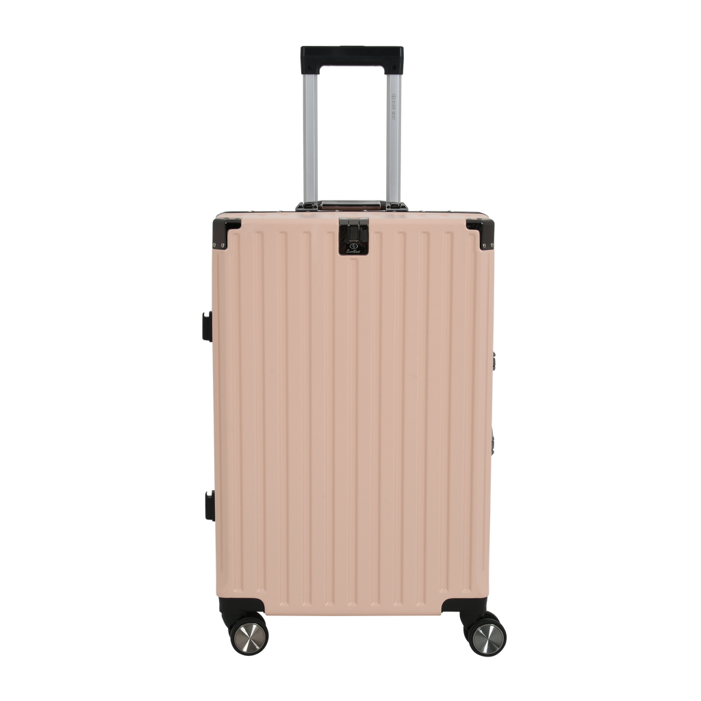 Vintage 22 And 26 Inch Pink Aluminum Set Of 2 Suitcase  – Hard Shell Luggage with TSA Lock & Spinner Wheels