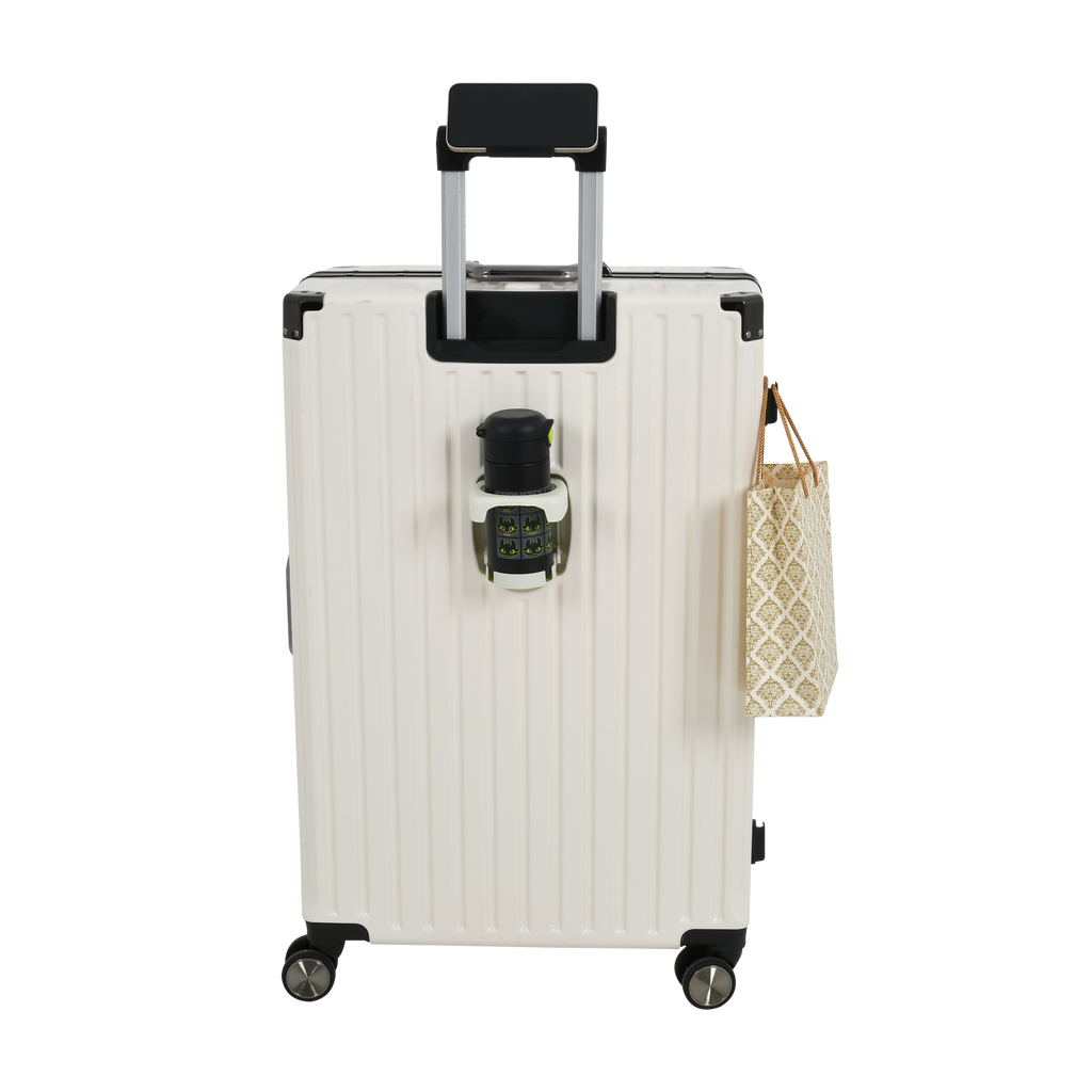 Vintage 22 And 26 Inch White Aluminum Set Of 2 Suitcase  – Hard Shell Luggage with TSA Lock & Spinner Wheels