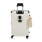 Vintage 22 And 26 Inch White Aluminum Set Of 2 Suitcase  – Hard Shell Luggage with TSA Lock & Spinner Wheels