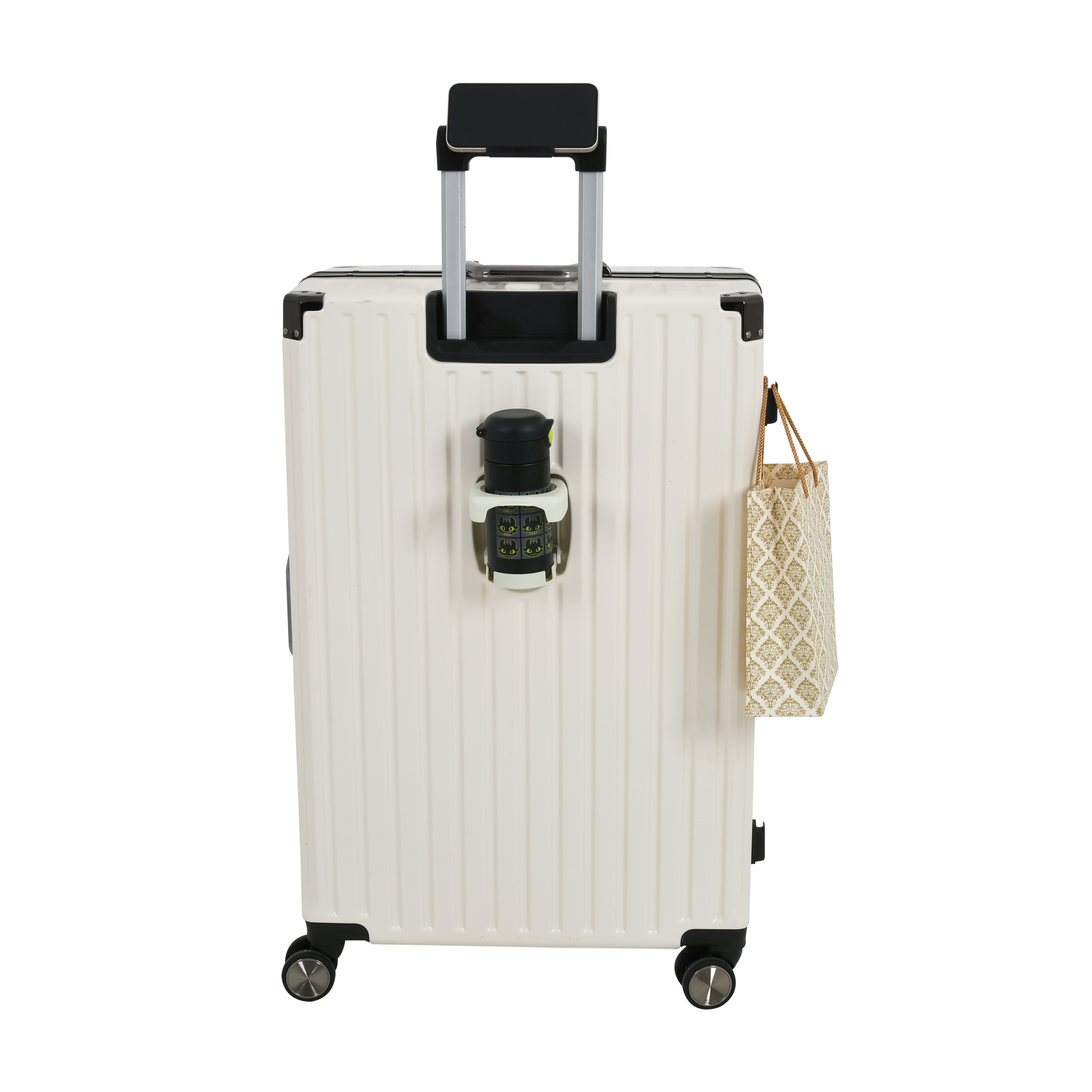Vintage 22 And 26 Inch White Aluminum Set Of 2 Suitcase  – Hard Shell Luggage with TSA Lock & Spinner Wheels