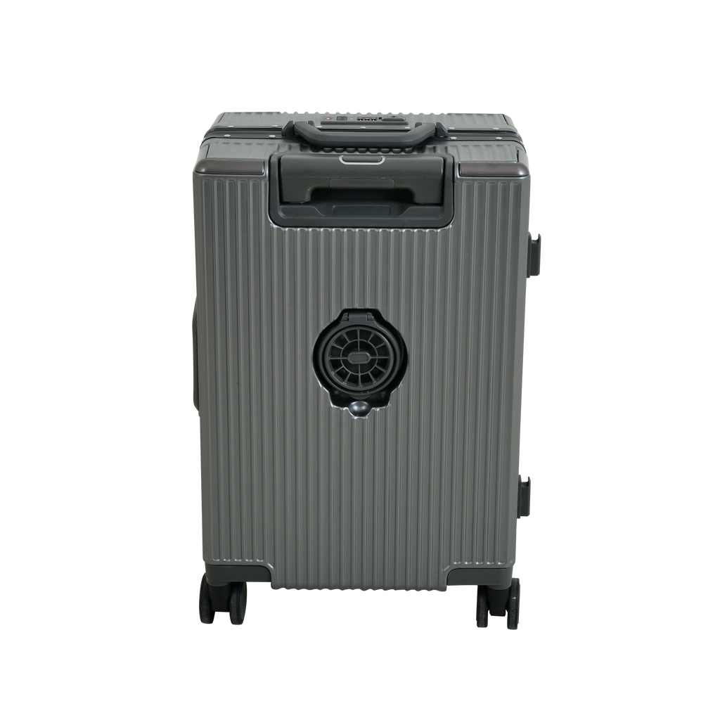 EverBest Executive 22 Inch Grey Cabin Luggage – Laptop Compartment, USB Port, TSA Lock | Aluminium Frame Polycarbonate Hardside Trolley