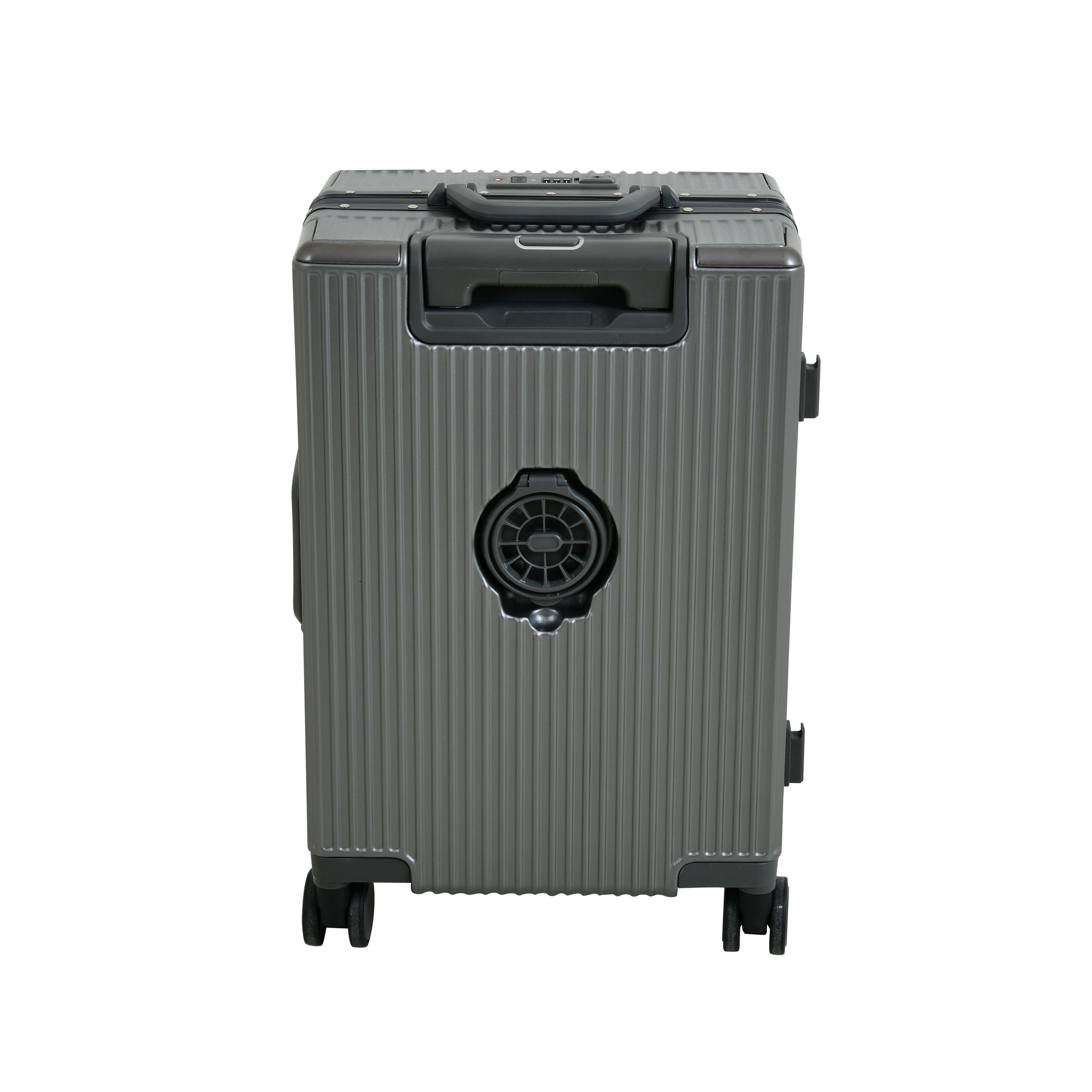 EverBest Executive 22 Inch Grey Cabin Luggage – Laptop Compartment, USB Port, TSA Lock | Aluminium Frame Polycarbonate Hardside Trolley