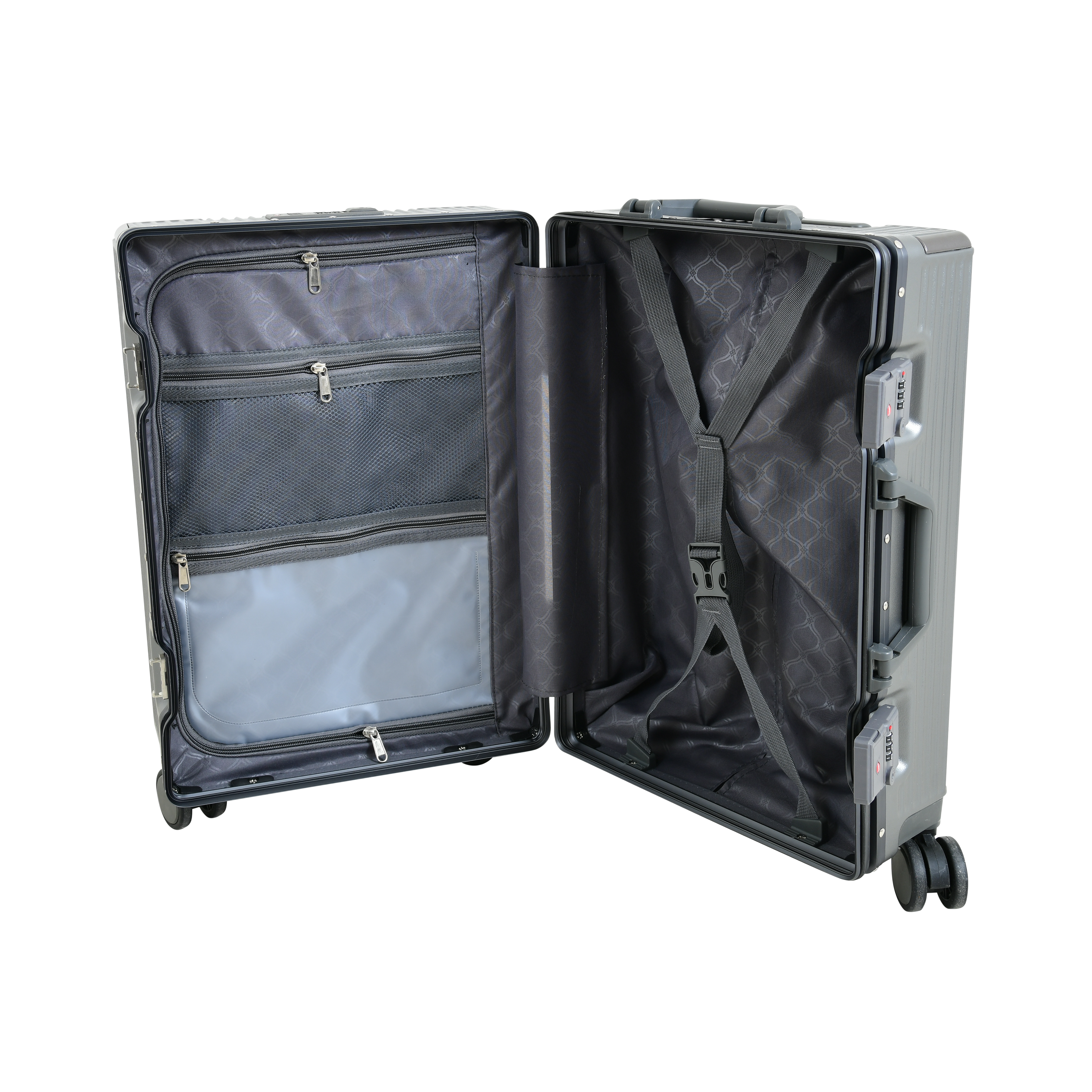 EverBest Executive 22 Inch Grey Cabin Luggage – Laptop Compartment, USB Port, TSA Lock | Aluminium Frame Polycarbonate Hardside Trolley
