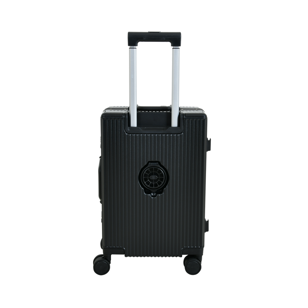 EverBest Executive 22 Inch Black Cabin Luggage – Laptop Compartment, USB Port, TSA Lock | Aluminium Frame Polycarbonate Hardside Trolley