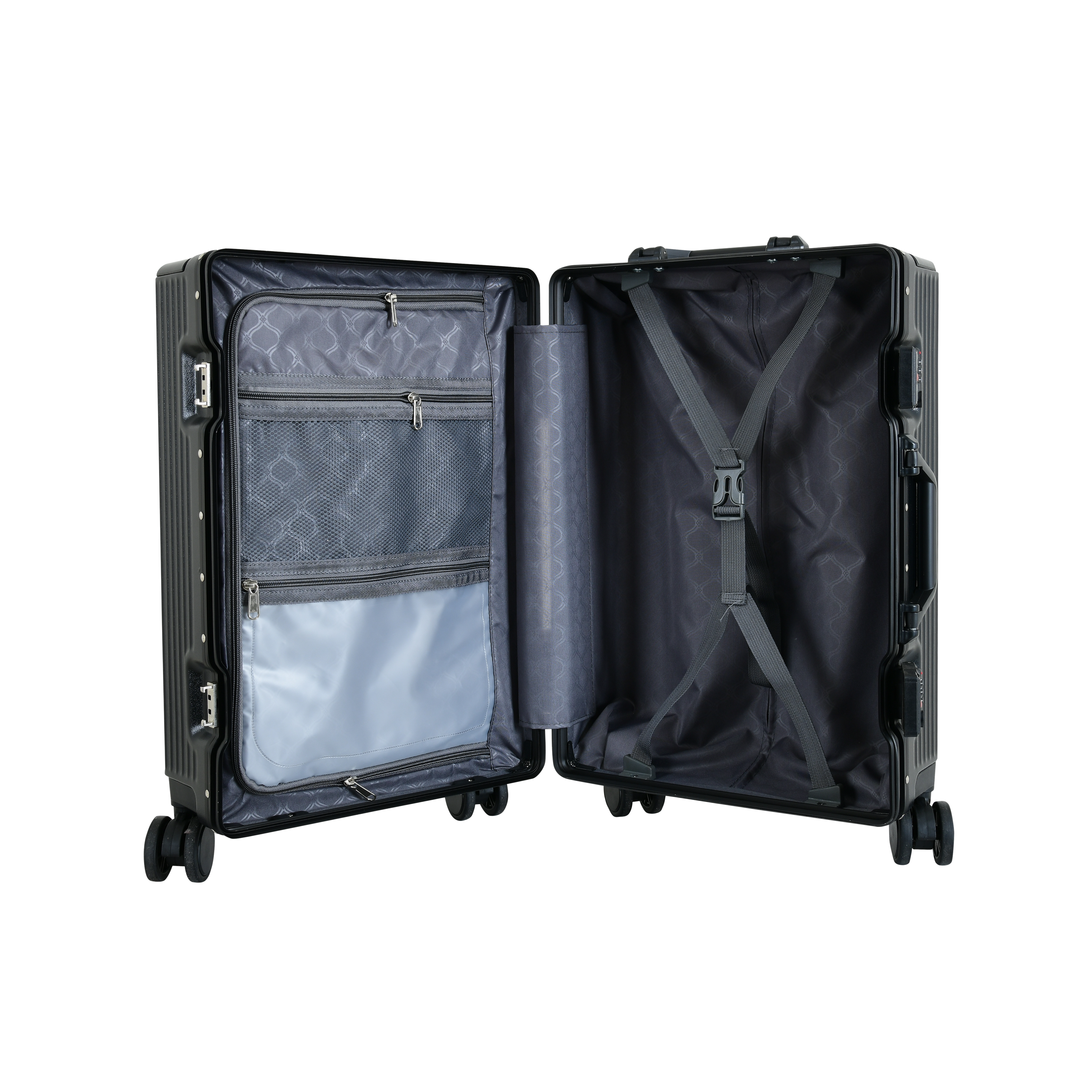 EverBest Executive 22 Inch Black Cabin Luggage – Laptop Compartment, USB Port, TSA Lock | Aluminium Frame Polycarbonate Hardside Trolley