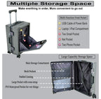 EverBest Executive 22 Inch Grey Cabin Luggage – Laptop Compartment, USB Port, TSA Lock | Aluminium Frame Polycarbonate Hardside Trolley