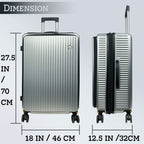 EverBest 22 Inch Sliver Suitcase Trolley Bag with Laptop Compartment | Hard Shell Cabin Luggage with Spinner Wheels & USB Port