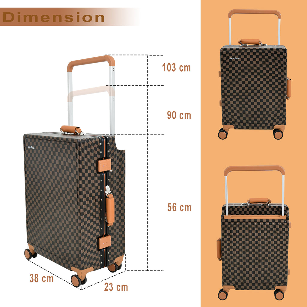 EverBest 22 Inch Zipperless Aluminium Frame Suitcase, 360° Swivel Double Wheel Travel Trolley Bag with TSA Lock Executive Business Luggage