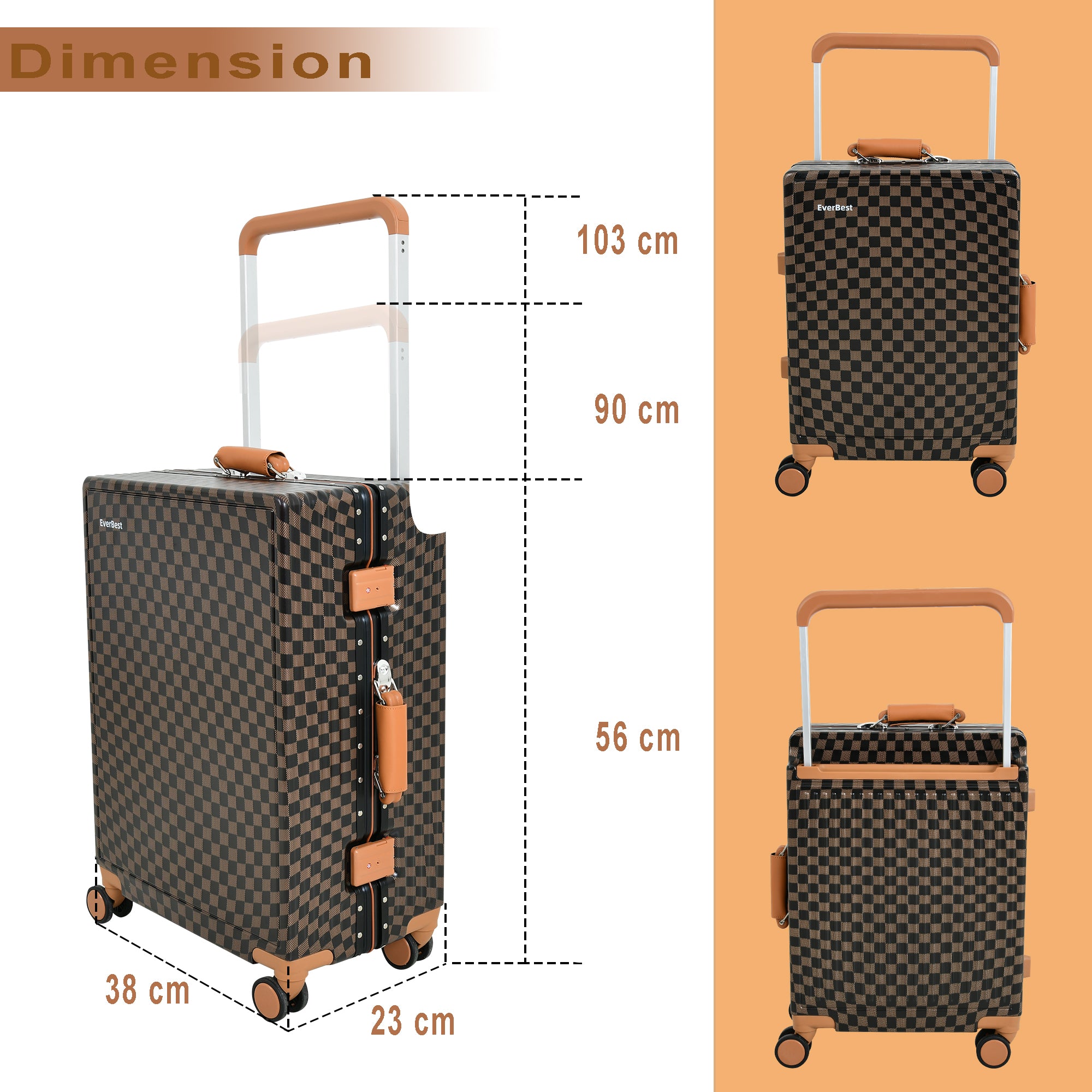 EverBest 22 Inch Zipperless Aluminium Frame Suitcase, 360° Swivel Double Wheel Travel Trolley Bag with TSA Lock Executive Business Luggage