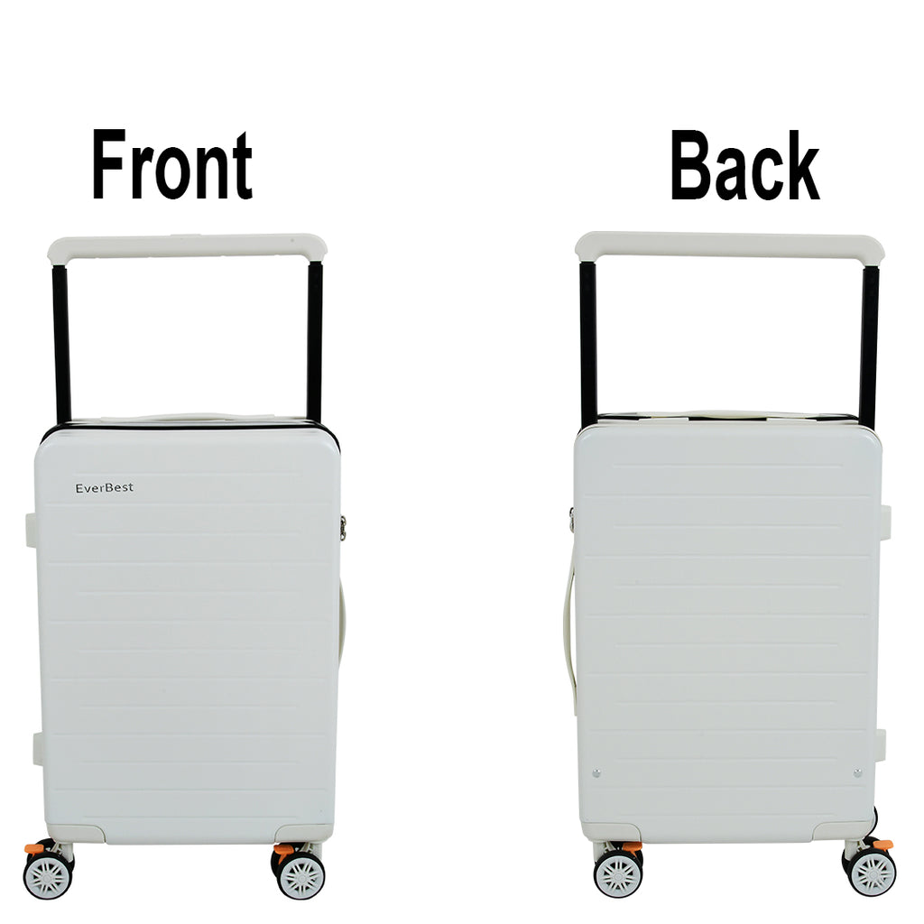 EverBest 22 Inch Wide Handle Zipper White Suitcase