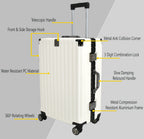 Vintage 22 And 26 Inch White Aluminum Set Of 2 Suitcase  – Hard Shell Luggage with TSA Lock & Spinner Wheels