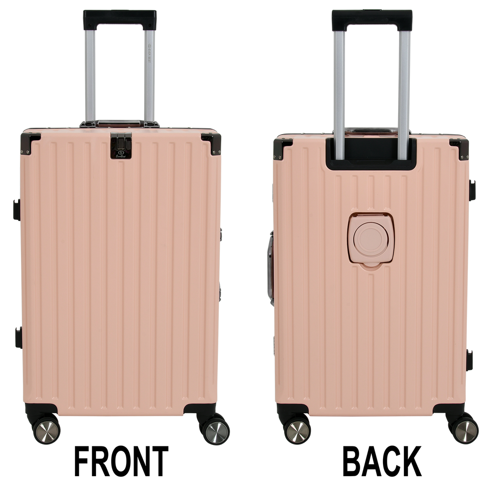 Vintage 22 And 26 Inch Pink Aluminum Set Of 2 Suitcase  – Hard Shell Luggage with TSA Lock & Spinner Wheels