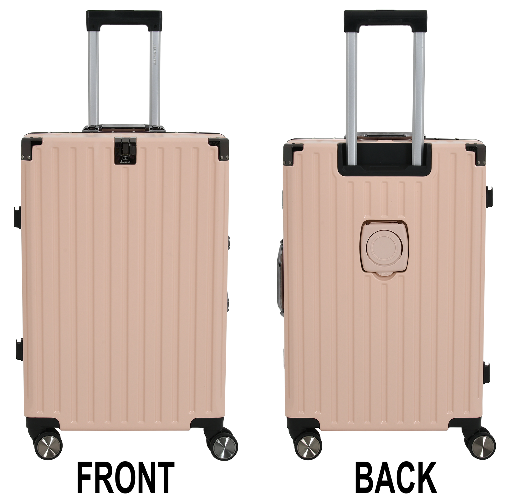 Vintage 22 And 26 Inch Pink Aluminum Set Of 2 Suitcase  – Hard Shell Luggage with TSA Lock & Spinner Wheels