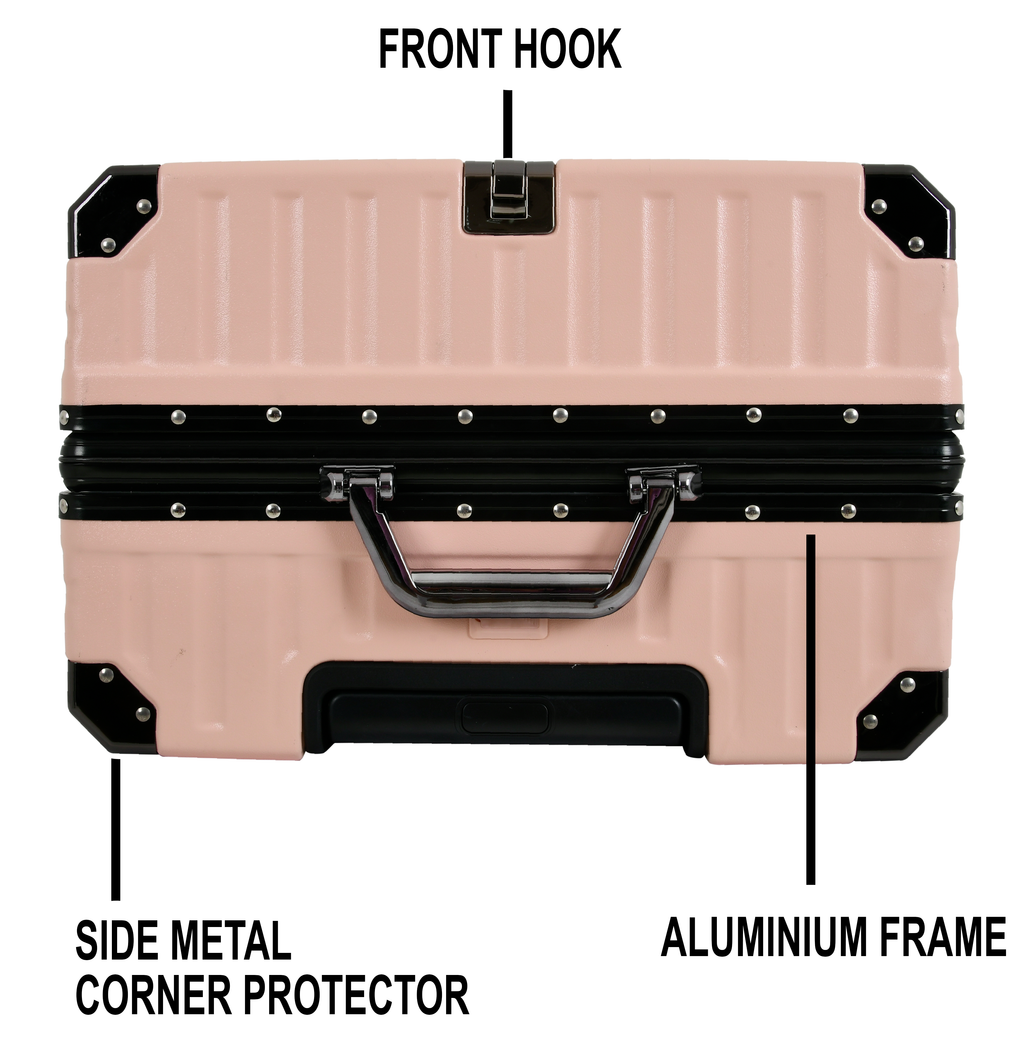 Vintage 22 And 26 Inch Pink Aluminum Set Of 2 Suitcase  – Hard Shell Luggage with TSA Lock & Spinner Wheels