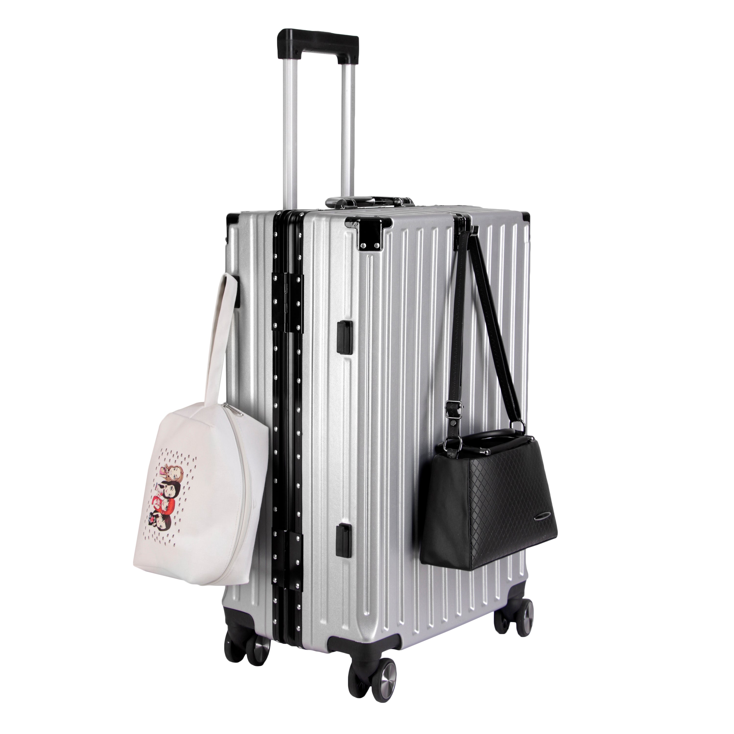 Vintage 30 Inch Sliver Aluminum Suitcase – Hard Shell Luggage with TSA Lock & Spinner Wheels