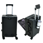 EverBest Executive 22 Inch Black Cabin Luggage – Laptop Compartment, USB Port, TSA Lock | Aluminium Frame Polycarbonate Hardside Trolley