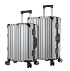 Vintage 22 And 26 Inch Sliver Aluminum Set Of 2 Suitcase  – Hard Shell Luggage with TSA Lock & Spinner Wheels