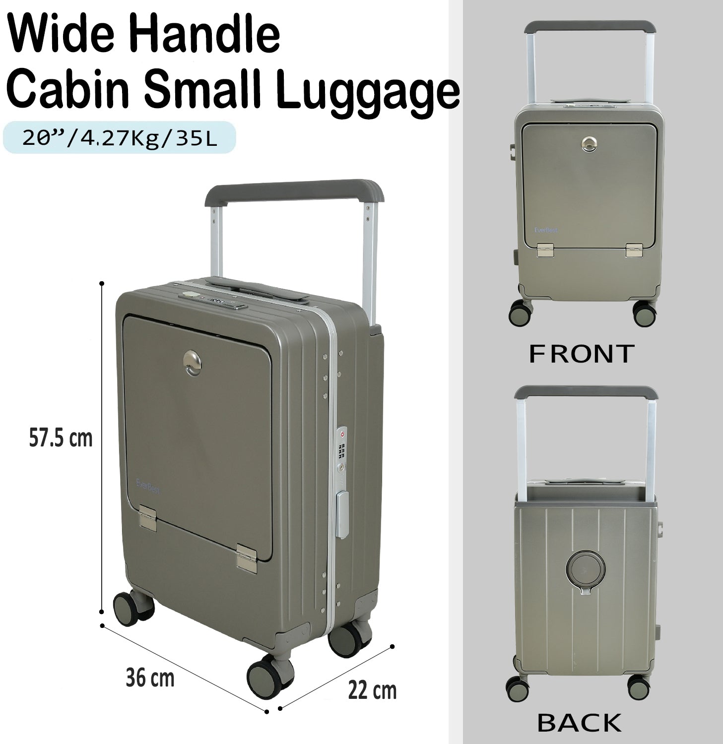 EB Sliver 22 Inch Aluminum Frame With Front open Compartment