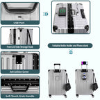Vintage 22 Inch Sliver Aluminum Suitcase – Hard Shell Luggage with TSA Lock & Spinner Wheels
