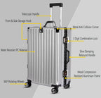 Vintage 22 Inch Sliver Aluminum Suitcase – Hard Shell Luggage with TSA Lock & Spinner Wheels