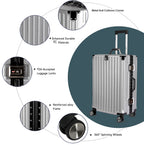 Vintage 22 Inch Sliver Aluminum Suitcase – Hard Shell Luggage with TSA Lock & Spinner Wheels