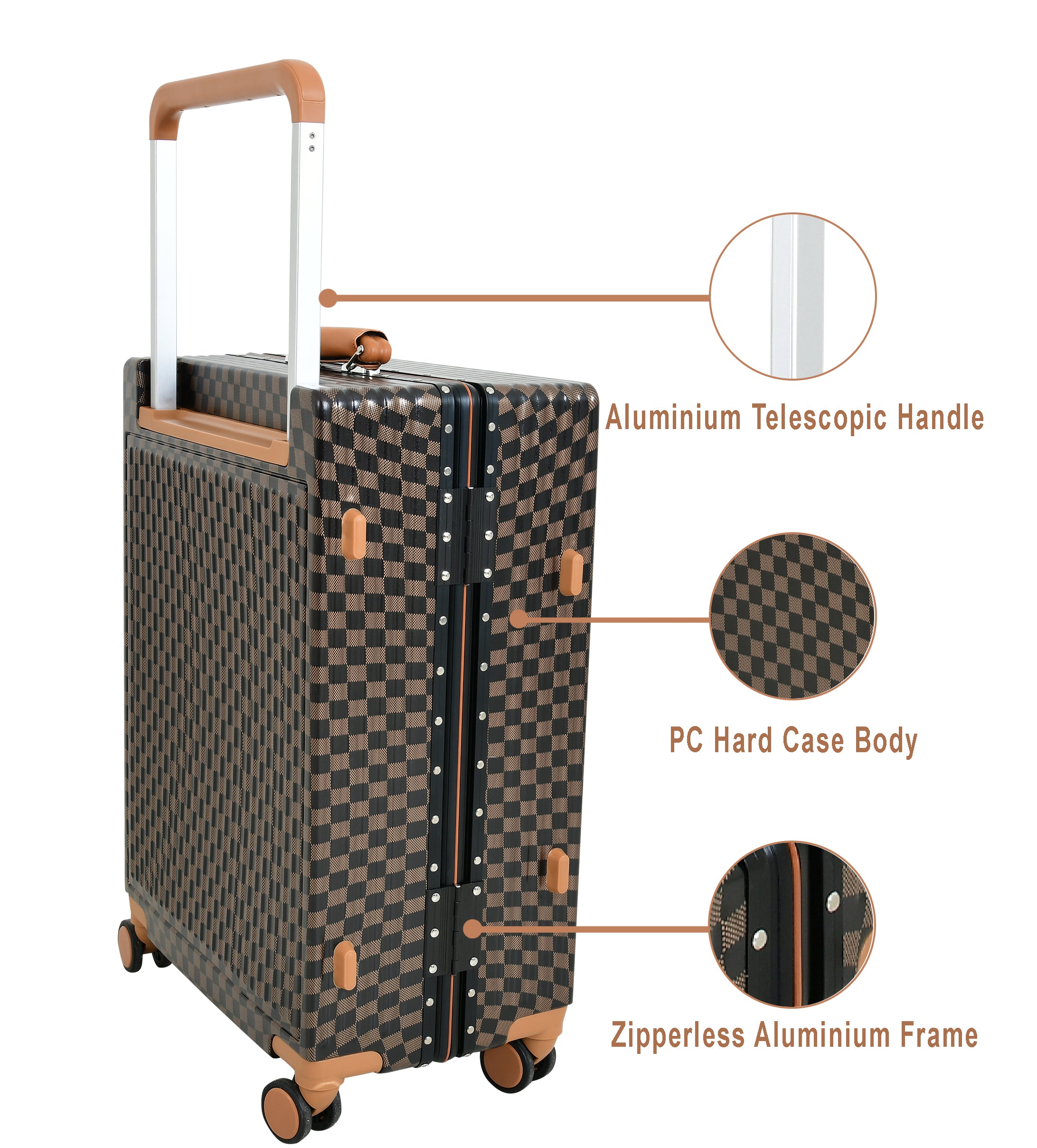 EverBest 22 Inch Zipperless Aluminium Frame Suitcase, 360° Swivel Double Wheel Travel Trolley Bag with TSA Lock Executive Business Luggage