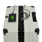 Vintage 22 Inch White Aluminum Suitcase – Hard Shell Luggage with TSA Lock & Spinner Wheels