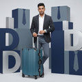 Vintage 22 Inch  Blue Aluminum Suitcase – Hard Shell Luggage with TSA Lock & Spinner Wheels